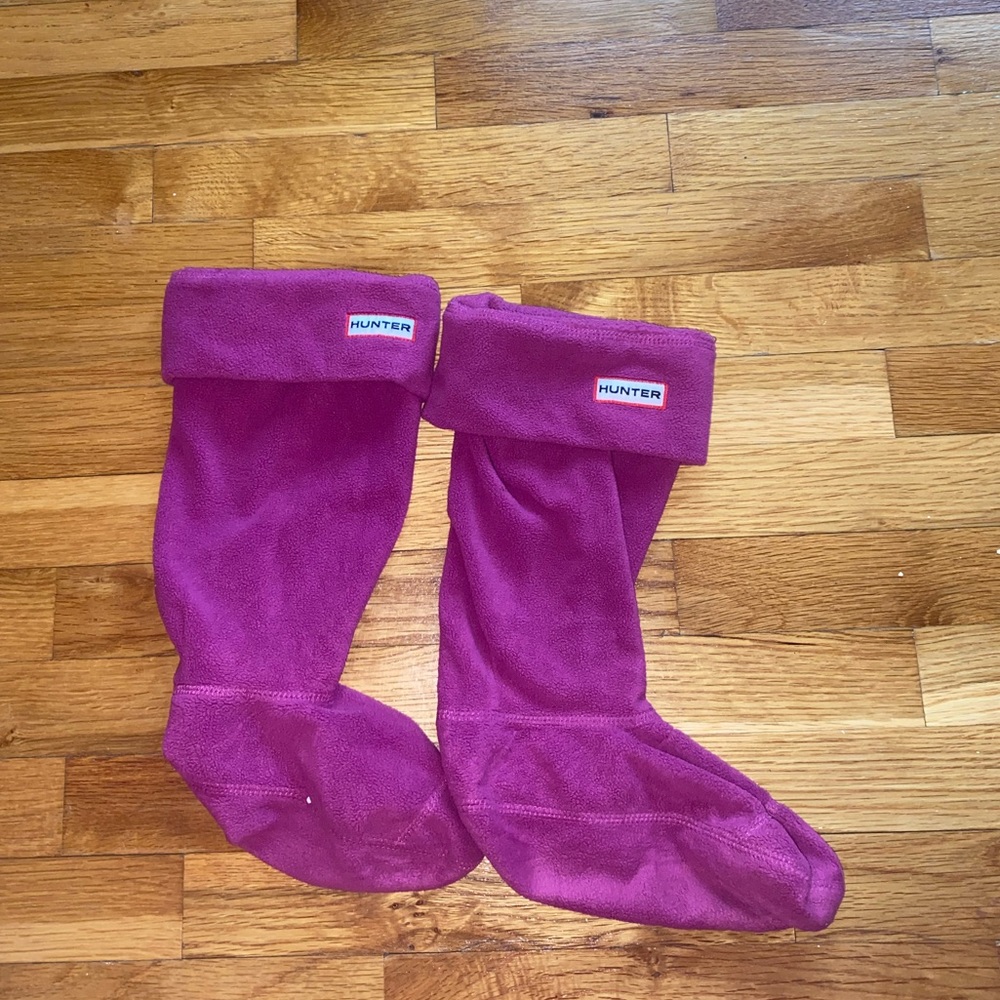 Fuchsia pink fleece tall Hunter socks